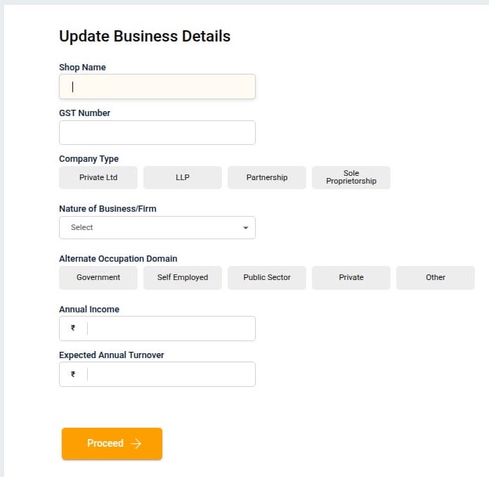 Update Business Details