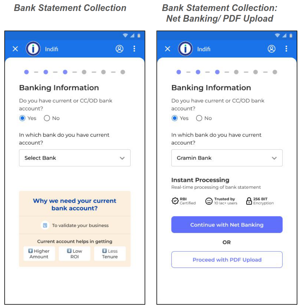 Account Type and Verification Type Selection Screenshot