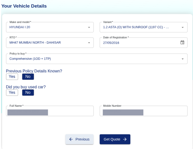 Car Details Input Form