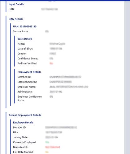 Employee Verification Results Page