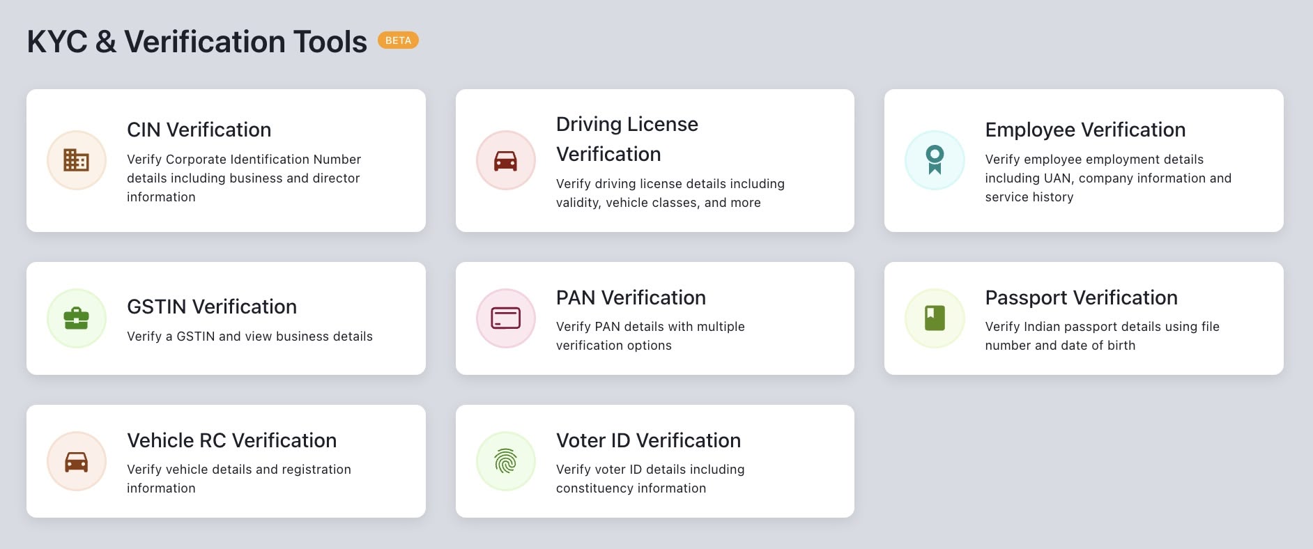 KYC Main screen
