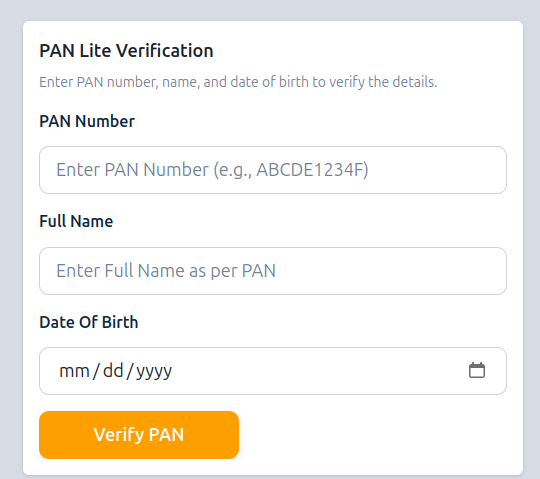 PAN Lite Verification Form