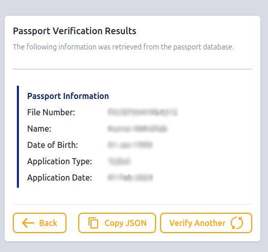 Passport Verification Results Page