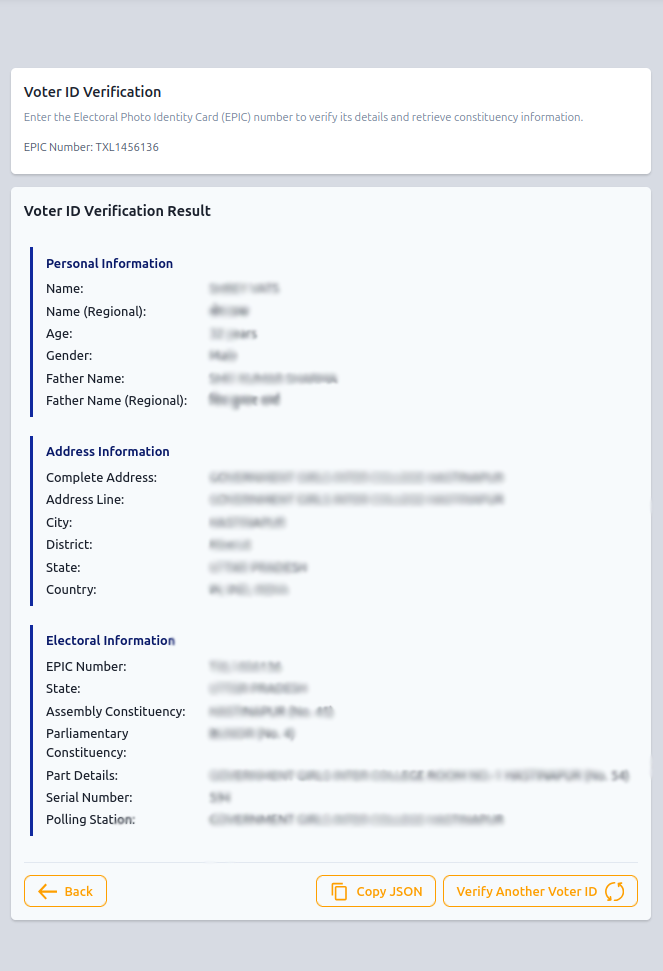 Voter ID Verification Result