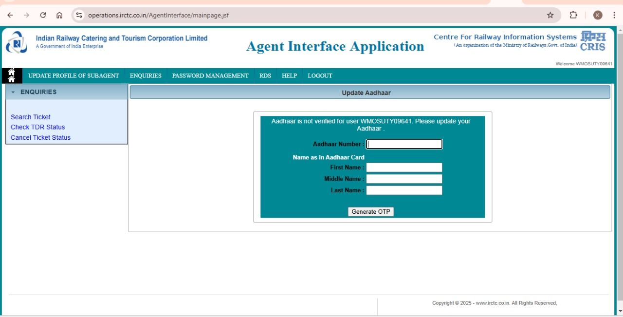 Enter Details For Aadhaar Verification
