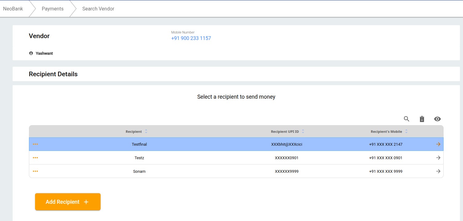 Choosing Recipient for Payment