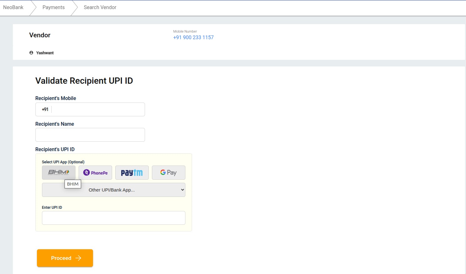 Entering Details for Adding Recipient