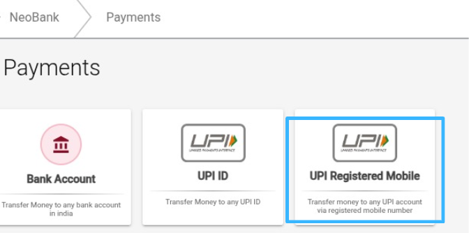 UPI Mobile Option
