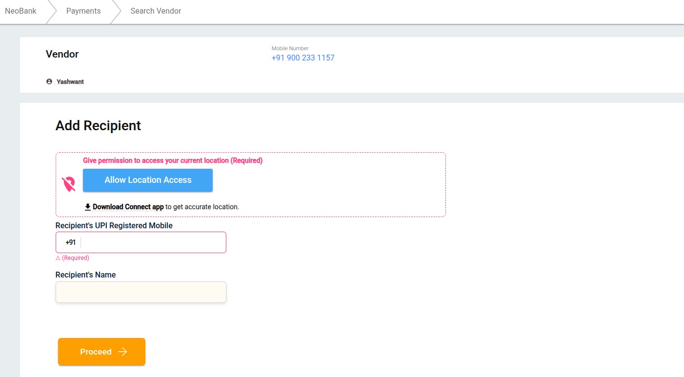 Entering Details for Adding Recipient